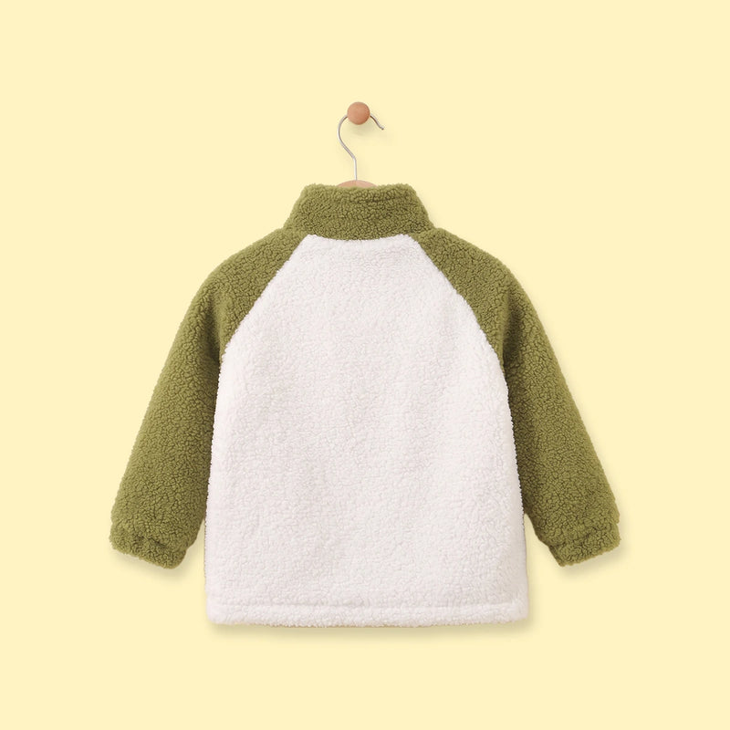 Boys Olive Green Colourblocked Long Sleeve Zip-Up Jacket Coats & Jackets