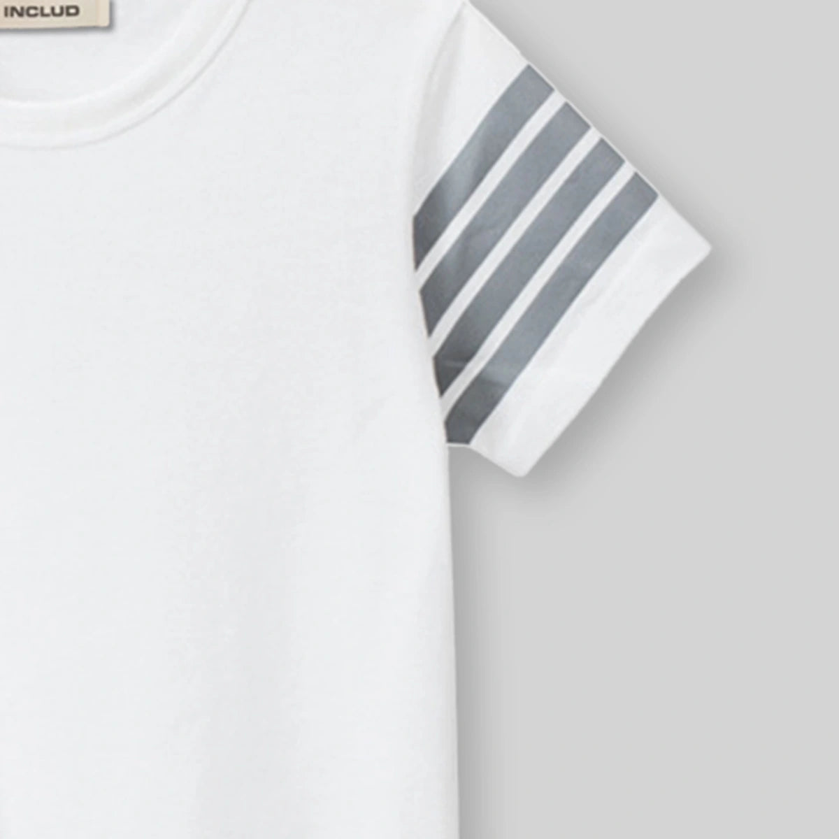 Boys White T-Shirt With Stripes on Sleeve Tshirts