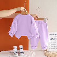 Girls Purple Rabbit Applique Sweatshirt With Joggers Set 2 pc. Sets