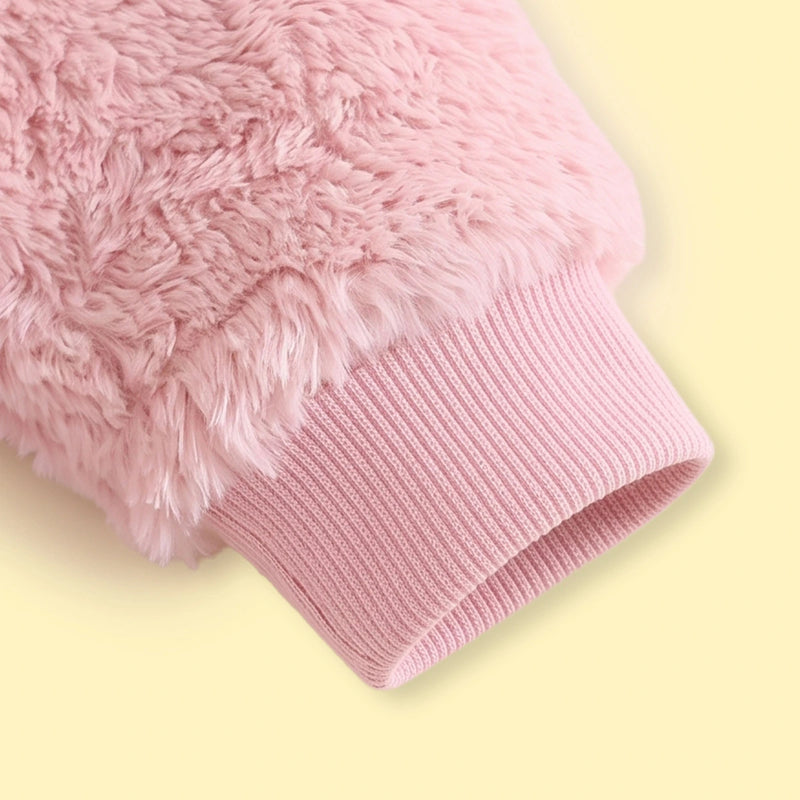 Girls Pink Floral Applique Long Sleeve Fleece Sweatshirt Sweatshirts & Hoodies