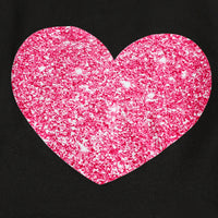 Girls Black Heart Print Short Sleeves T-Shirt With Denim Wide-Leg Pants Set Sets