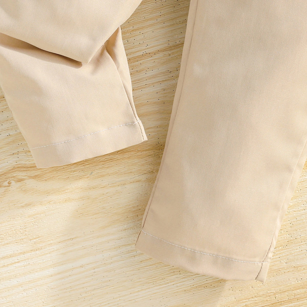 Girls Khaki Blazer With Knit Top & Pant Sets Sets