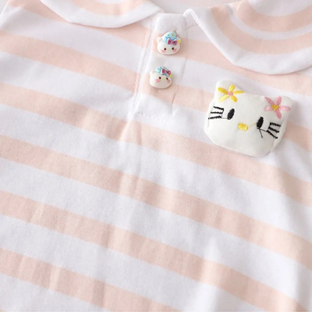 Girls Light Pink Striped Sleeveless Top With Shorts Sets 2 pc. Sets