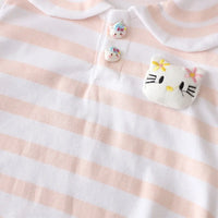Girls Light Pink Striped Sleeveless Top With Shorts Sets 2 pc. Sets