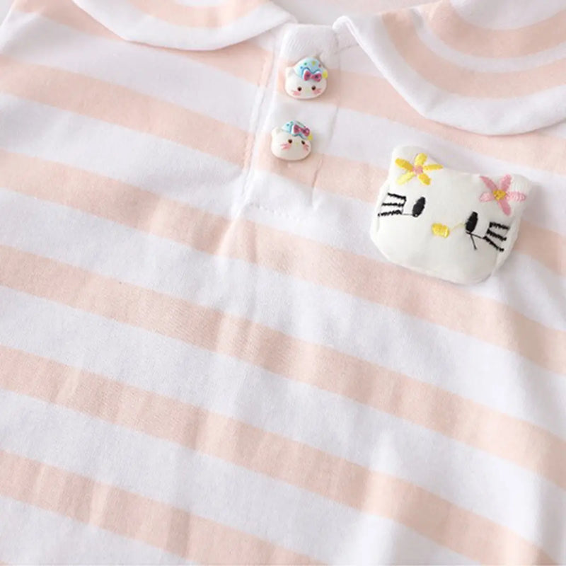 Girls Light Pink Striped Sleeveless Top With Shorts Sets 2 pc. Sets