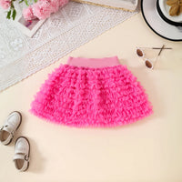 Girls Black Graphics Crop Top With Tulle Ruffles Skirts Set Sets