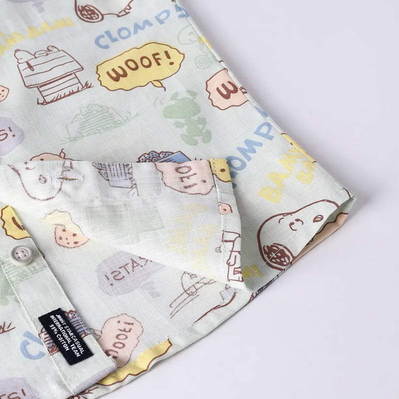 Boys White Graphic Printed Short Sleeves Shirt With T-Shirt And Printed Shorts Sets Sets