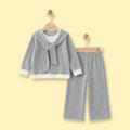 Girls Grey Ribbed Sailor Collar Overlay Top & Pants Co-ord Sets Sets Grey 1-2 Y