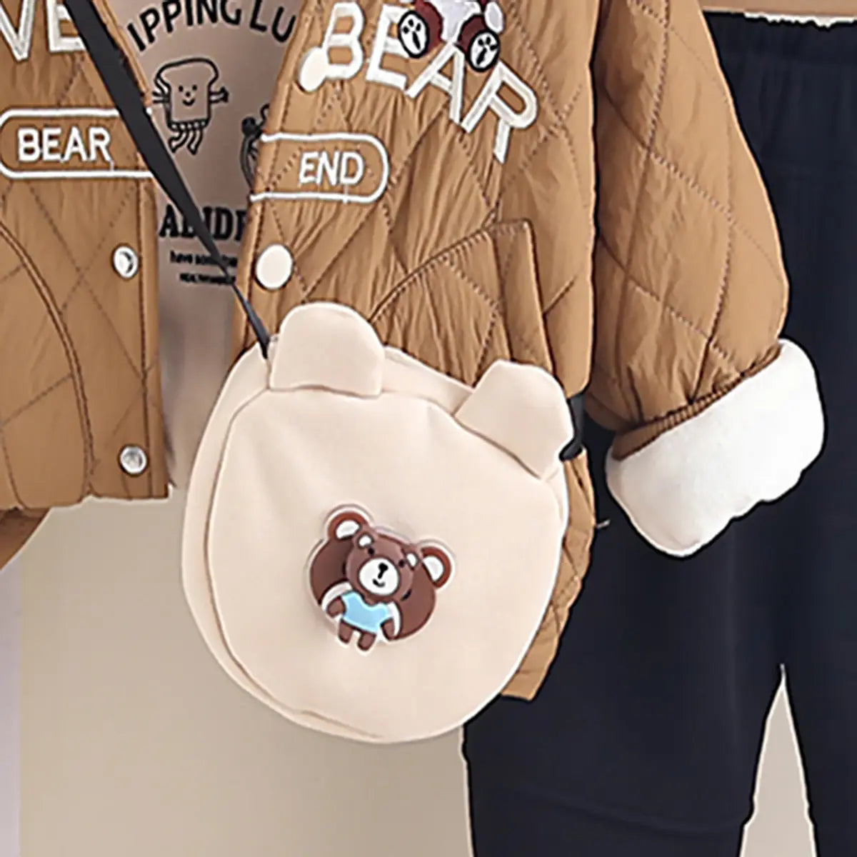 Boys Brown Typographic Printed Hooded Jacket With T-Shirt & Jogger Sets Sets