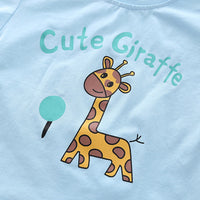 Boys Sky Blue Giraffe Printed Short Sleeve T-Shirt With Shorts Sets 2 pc. Sets