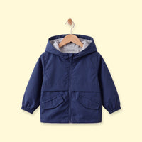 Boys Navy Blue Hooded Zip-up Jacket Coats & Jackets Navy Blue 1-2 Y