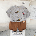 Boys Light Grey Puppy Printed Short Sleeves T-Shirt With Shorts Set 2 pc. Sets Light Grey 1-2 Y