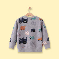 Boys Grey Round Neck Graphic Sweatshirt Sweatshirts & Hoodies