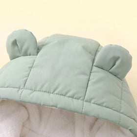 Boys Sage Green Bear Ear On Hood Quilted Zip-up Jacket Coats & Jackets