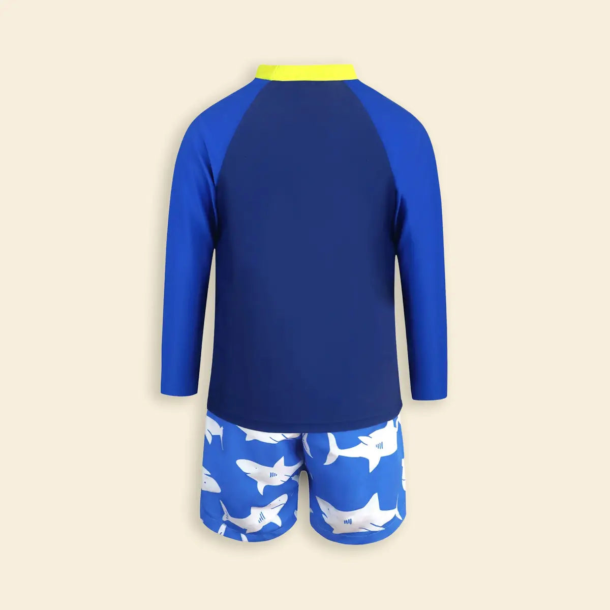 Boys Blue Fish Printed Long Sleeves T-Shirt & Shorts Swimsuit Sets Sets