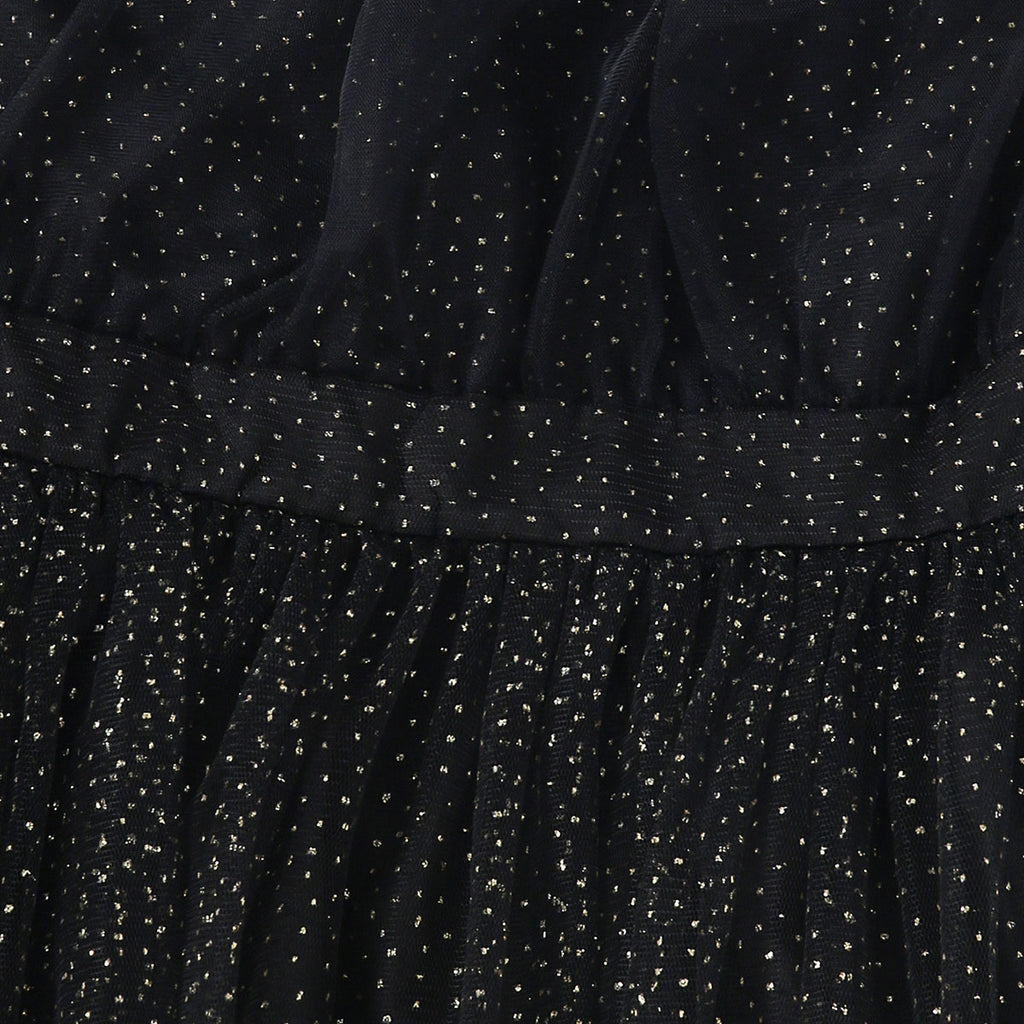 Girls Black Printed One Shoulder Fit And Flared Dress Party Dresses