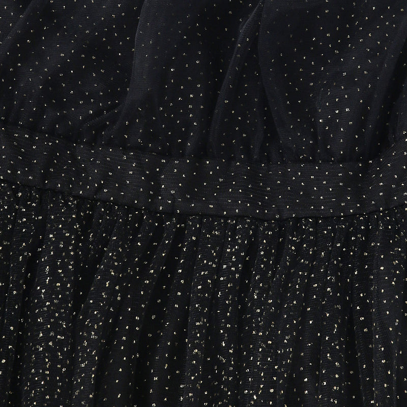 Girls Black Printed One Shoulder Fit And Flared Dress Party Dresses