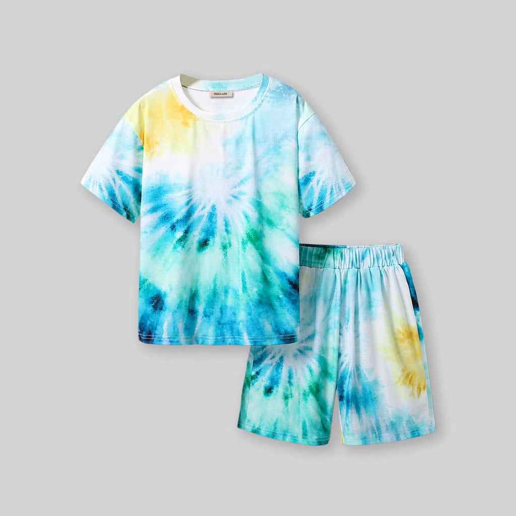 Boys Tie And Dye Short Sleeve T-Shirt With Shorts Sets 2 pc. Sets   