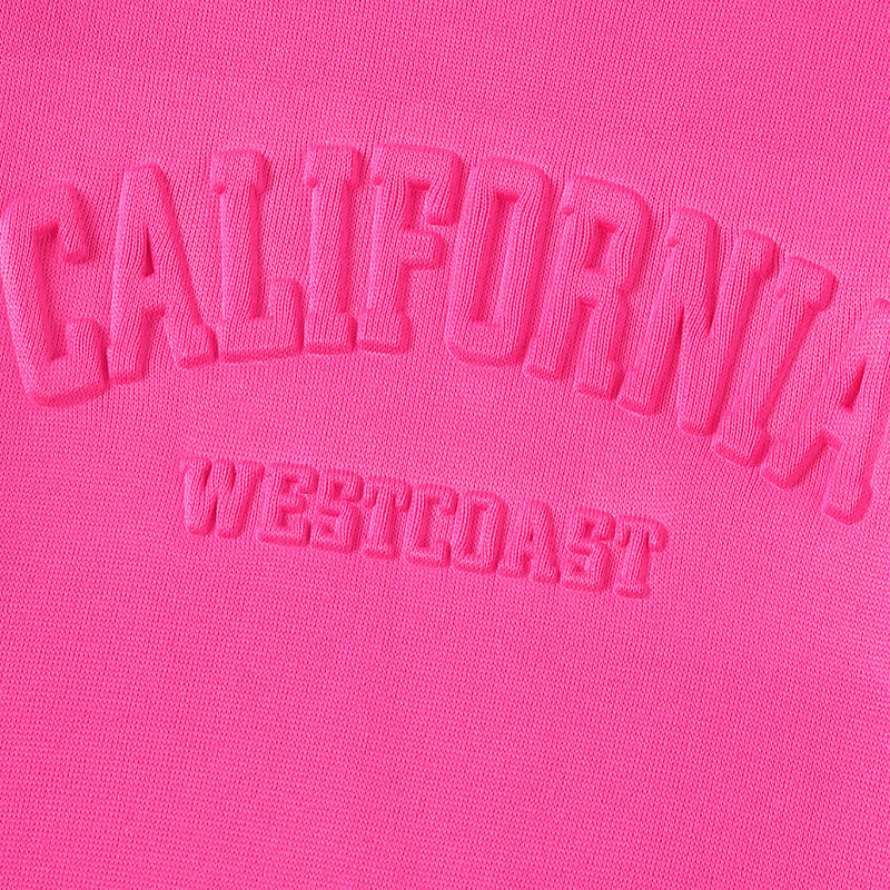Girls Fuchsia Self Typographic 3D Puff Designed SweatShirt With Jogger Winter Set 2 pc. Sets
