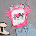 Girls Pink Graphic Short Sleeves Round Neck T-Shirt Tshirts Pink 3-4 Y