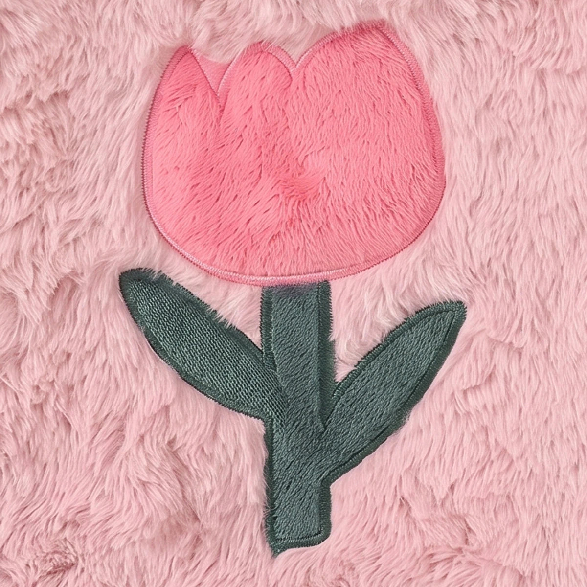Girls Pink Floral Applique Long Sleeve Fleece Sweatshirt Sweatshirts & Hoodies