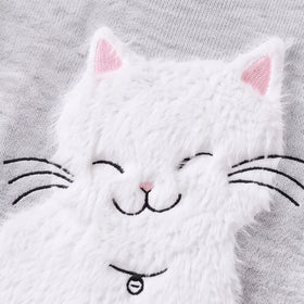 Girls Grey Cat Applique Knitted Sweater Dress Casual Dresses
