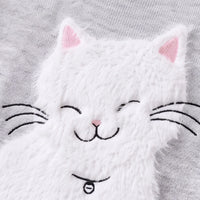 Girls Grey Cat Applique Knitted Sweater Dress Casual Dresses