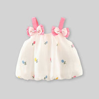 Girls Flower Print Balloon Dress Casual Dresses Off White 1-2 Y 