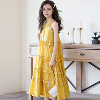 Girls Halter Neck Sleeveless Tiered Dress Casual Dresses   