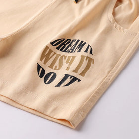Boys Apricot Graphic Short Sleeves T-Shirt With Drawstring Shorts Sets Sets