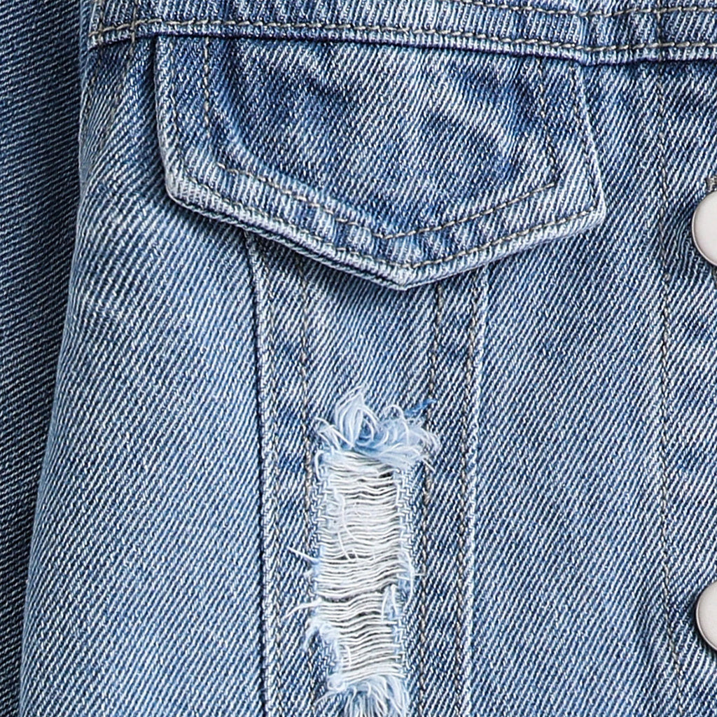 Girls Blue Characters Printed Jacket Coats & Jackets