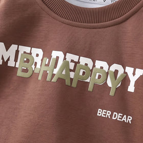 Boys Brown Typographic Sweatshirt & Pants Sets 2 pc. Sets