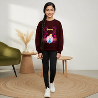 Girls Maroon Princess Graphics Round Neck Sweatshirt Sweatshirts & Hoodies Maroon 4-5 Y