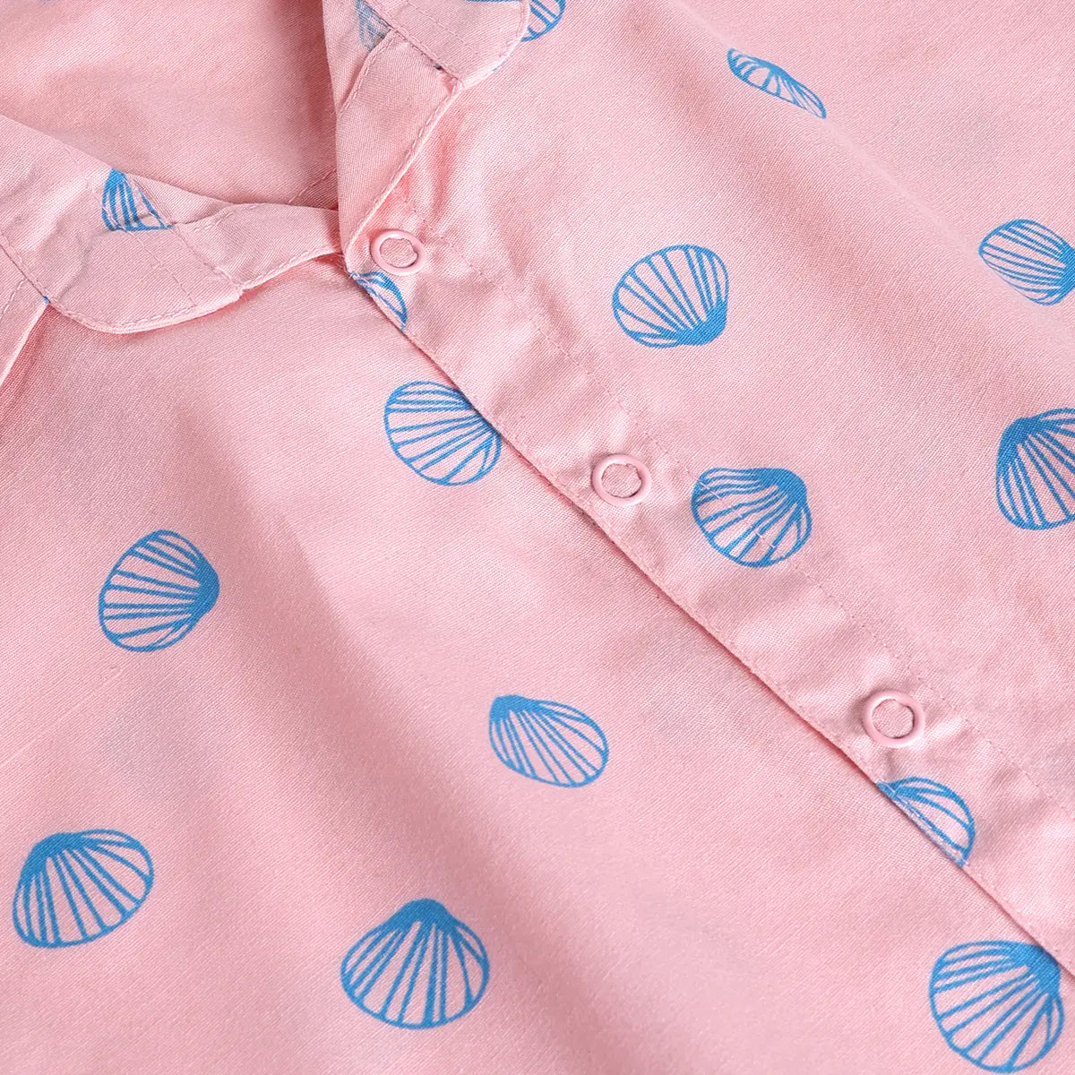 Boys Pink Seashell Printed Short Sleeve Shirt With Printed Elasticated Shorts Sets Sets