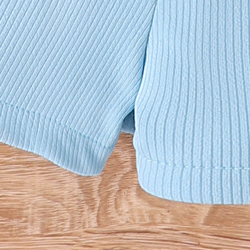 Girls Textured Sleeveless Top With Light Blue Skirt Sets 2 pc. Sets