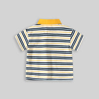 Boys Navy Blue Striped Short Sleeve Polo T-Shirt Tshirts