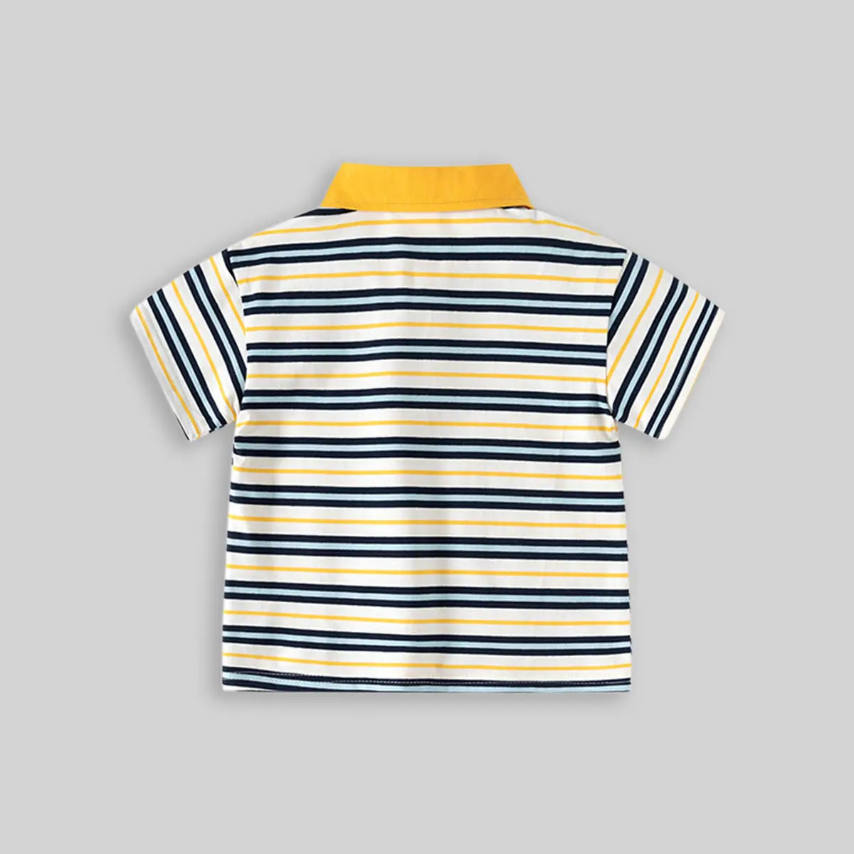 Boys Navy Blue Striped Short Sleeve Polo T-Shirt Tshirts