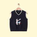 Boys Navy Blue Jacquard V-Neck Sweater Vest Sweaters & Cardigans Navy Blue 1-2 Y