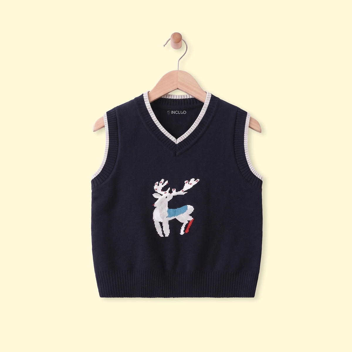 Boys Navy Blue Jacquard V-Neck Sweater Vest Sweaters & Cardigans Navy Blue 1-2 Y