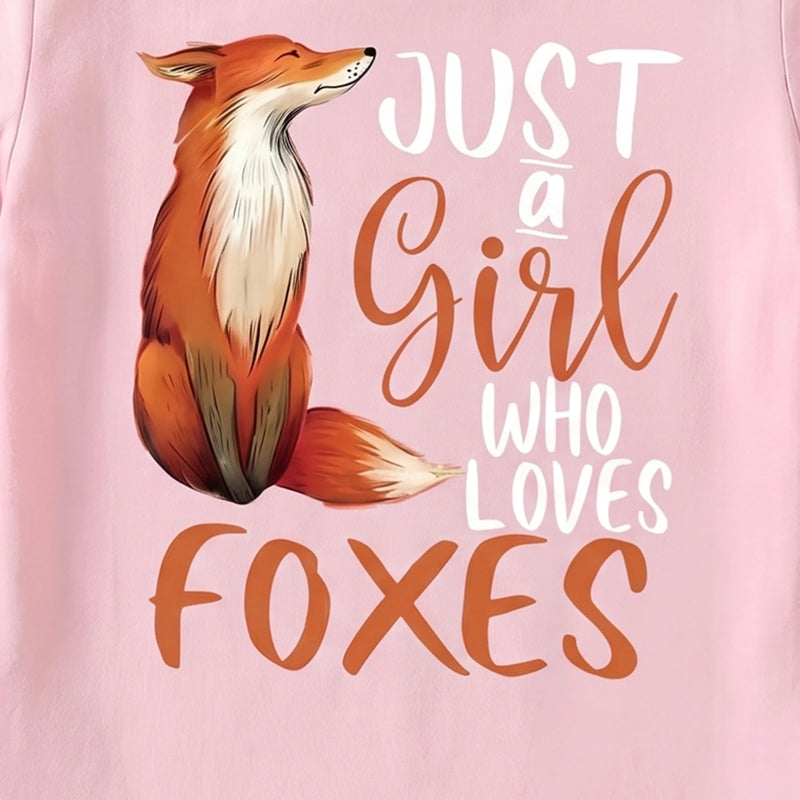 Girls Pink Fox Print Short Sleeve T-Shirt Tshirts