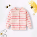 Girls Light Pink Cardigan With Self-design Stripe Patterns Sweaters & Cardigans Light Pink 2-3 Y