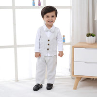 Boys Long Sleeve Jacket Mock Shirt With Trousers Set 2 pc. Sets White 1-2 Y 