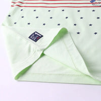 Boys Light Green Star Graphic Short Sleeve T-Shirt With Checked Shorts Sets Sets