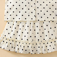 Girls Off White Short Sleeve Polka Dot Print Top With Skirt Sets 2 pc. Sets