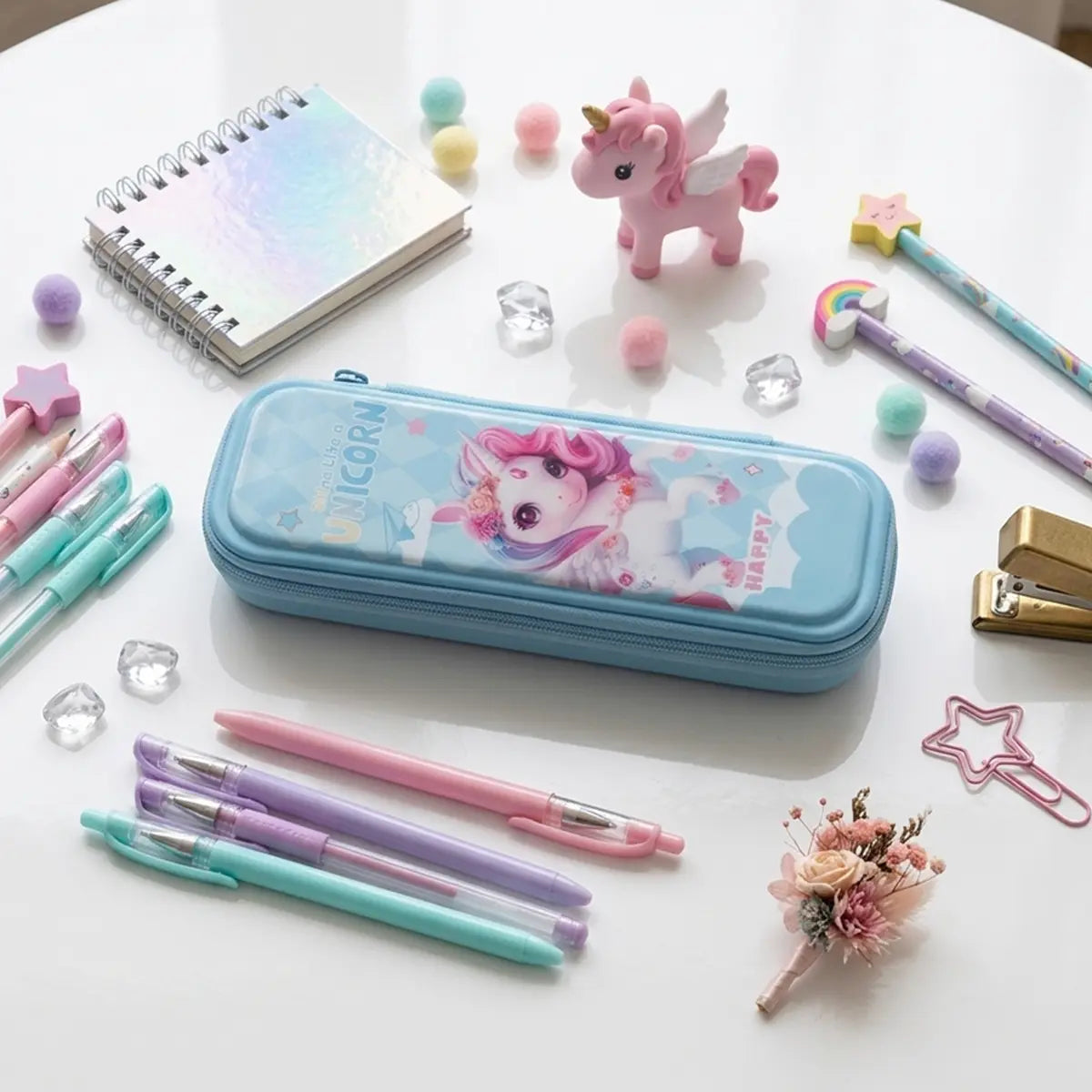Unicorn Kids Hard Pencil Case -Blue Trending Accessories