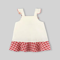 Girls Off White Strawberry Embroidered Sleeveless A-line Dress Casual Dresses