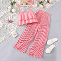 Girls Sleeveless Crop Top With Straight Fit Pants Sets 2 pc. Sets Pink 8-9 Y 