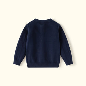 Boys Navy Blue Jacquard Long Sleeve Sweater Sweaters & Cardigans