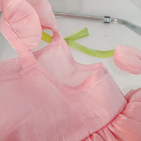 Girls Light Pink Sleeveless Balloon Dress with 3D Tulip Flower Casual Dresses