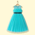 Girls Sea Green Ruffled Sleeveless Fit & Flare Party Dress Party Dresses Sea Green 1-2 Y